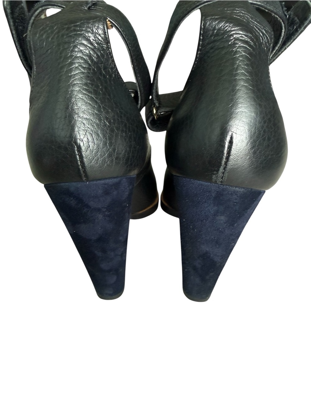 Chloe Black & Blue Leather Suede Ankle-Strap Pointed-Toe Pumps Size 8.5 - Picture 7 of 12